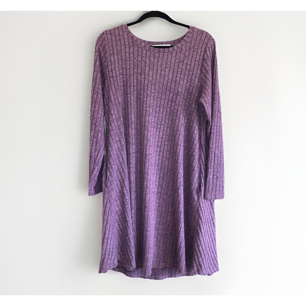 Jollielovin Women’s L Plum Purple Midi Sweater Dress Long Sleeve Casual Everyday